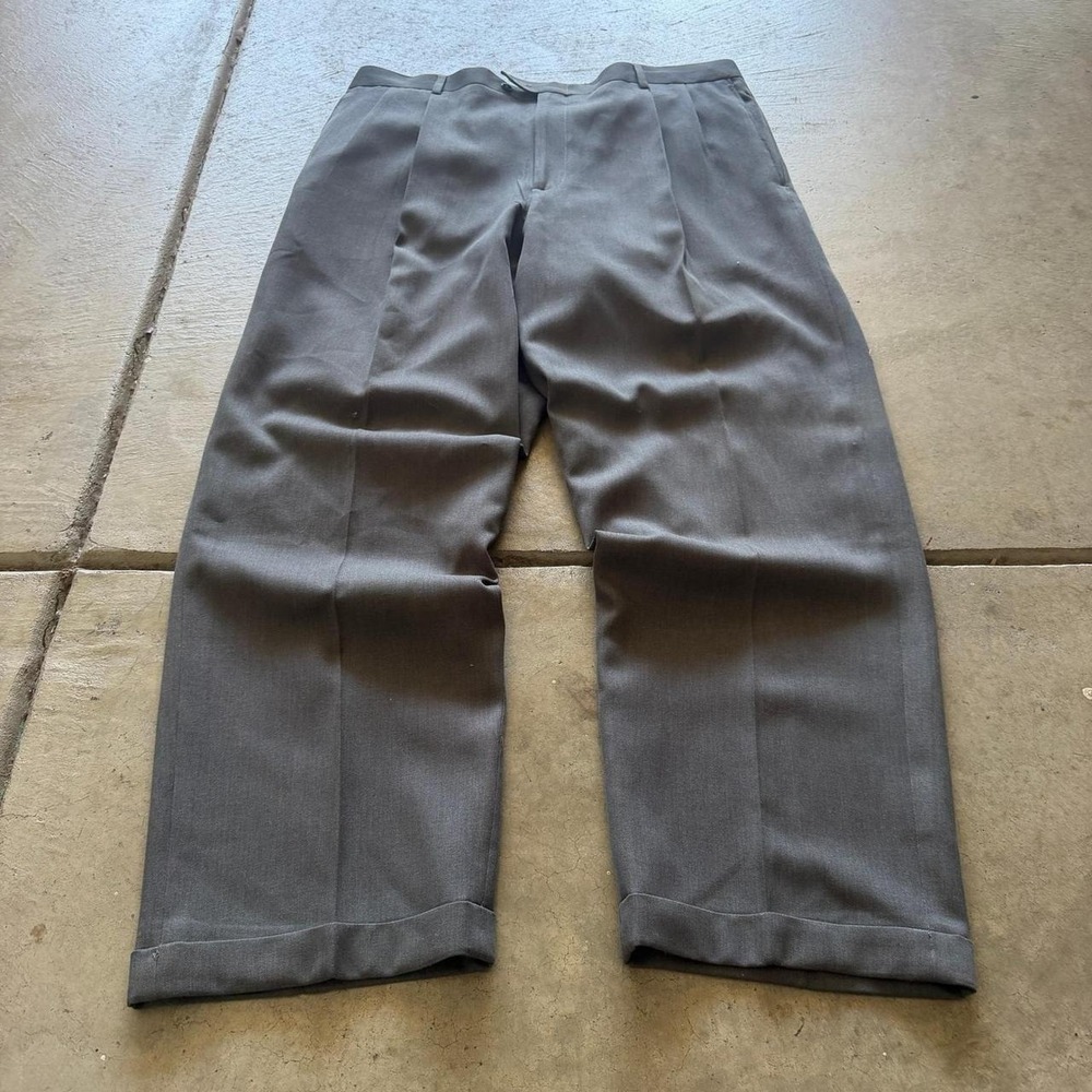 38x32 Gray Pleated Baggy Wide Leg Dress Pants Y2K Grunge Vintage